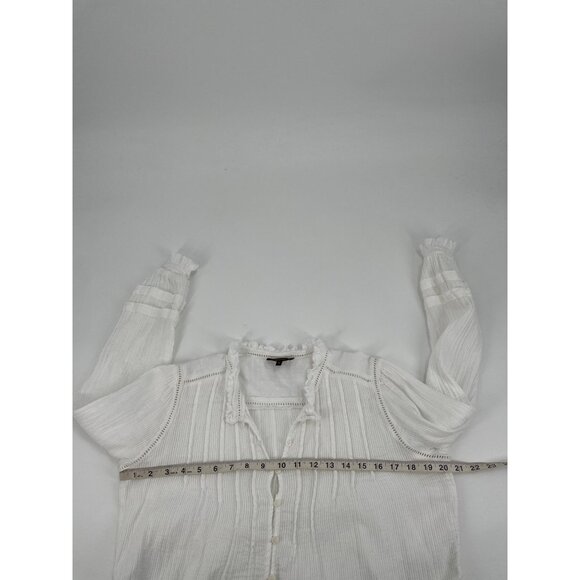 Quince Womens Small Peasant Blouse Long-Sleeve Organic Cotton White Cottagecore - Picture 7 of 8